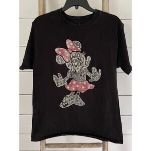 Disney Parks Women's Black T-Shirt with Minnie Mouse Silhouette Size M